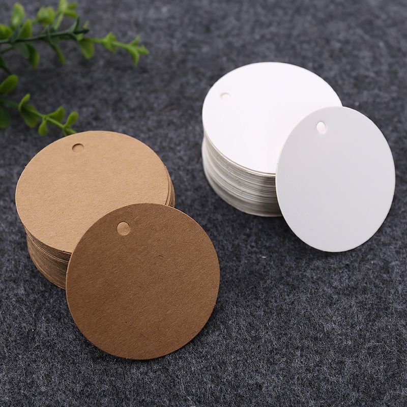 100PCS Vintage Kraft Paper Blank Round Tag Wedding Brown and White DIY  Handmade Gift Tag Thank You Tag Card Message Card kad Clothing Tag Product  Tag Jewelry Tag Card