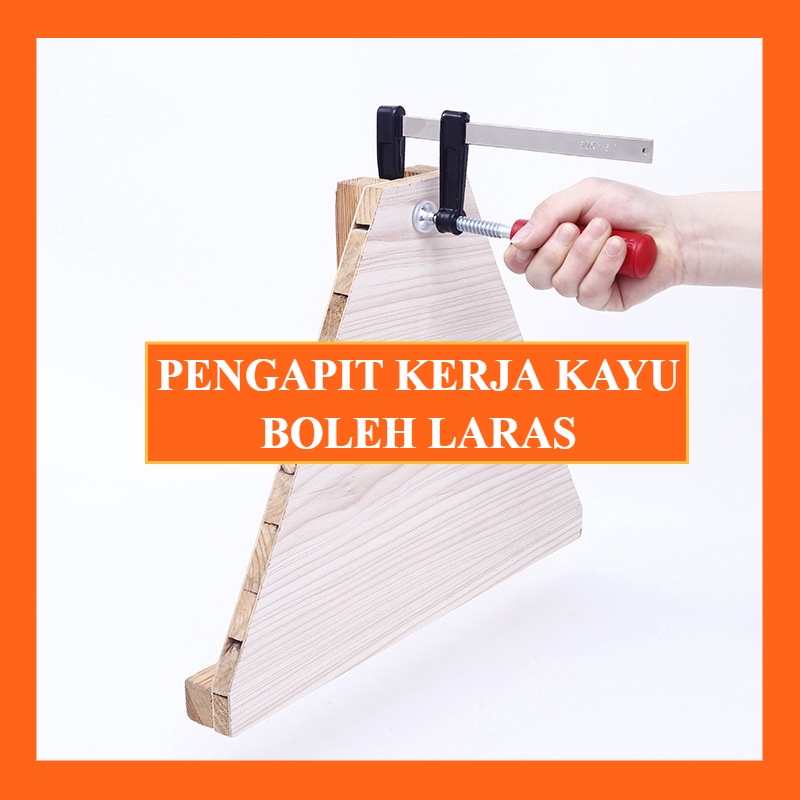 Pengapit Kerja Kayu Boleh Laras Pelbagai Saiz Adjustable F-Clamp for ...