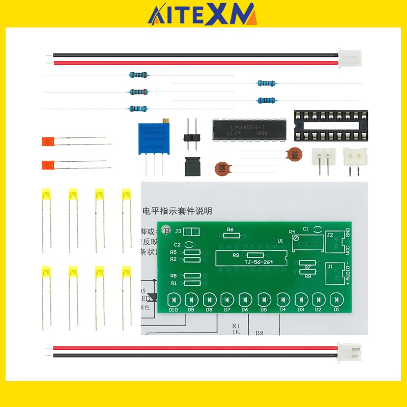 LM3915 DC 9V-12V 10 LED Sound Audio Spectrum Analyzer Level Indicator