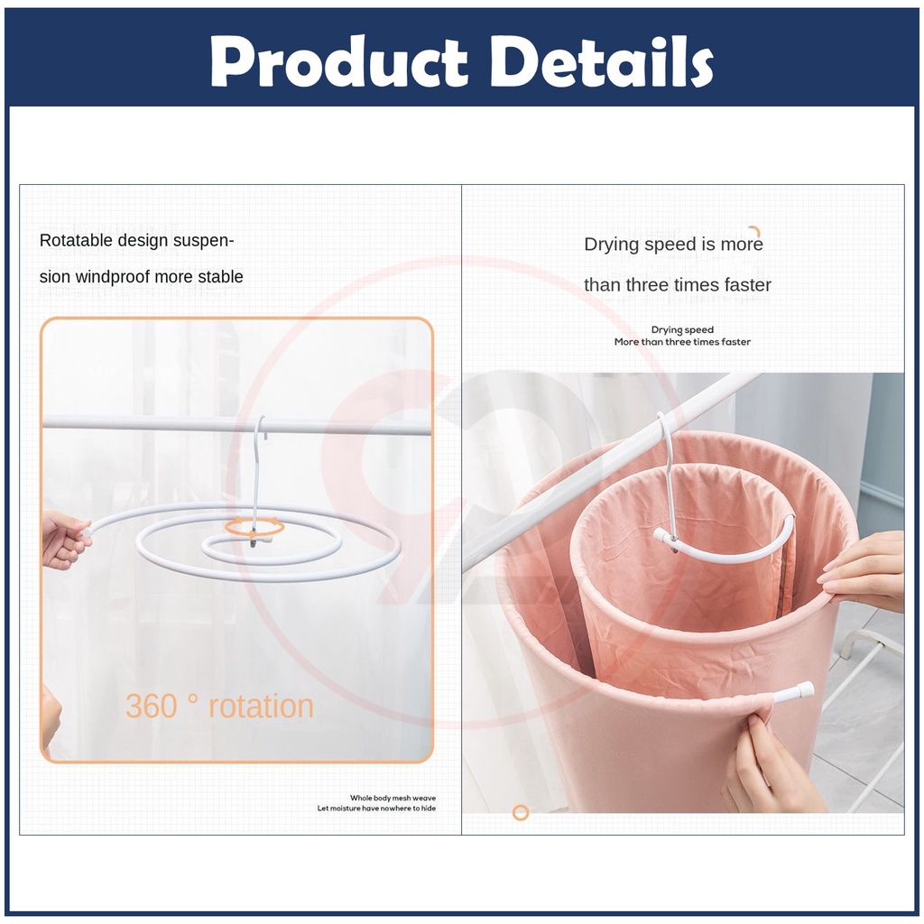 Circle Clothes Hanger Spiral Shaped Rotating Storage Rack Round Drying ...
