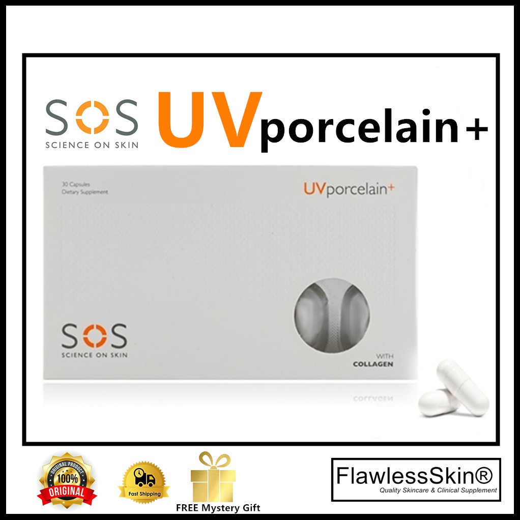 sos glutathione plus SOS UV Porcelain + USA ORIGINAL (30 Capsule) Ready Stock Whitening  Glutathione VitaminC Collagen Cerah Kulit Brightening