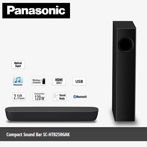 PANASONIC SOUND BAR 120W SC-HTB250 2.1Ch | Shopee Malaysia