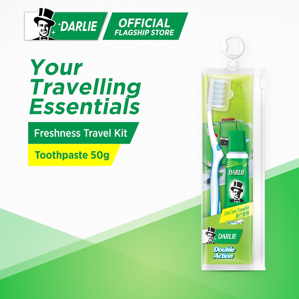 Darlie Double Action Fresh + Clean Adult Travel Set (Toothpaste 50g