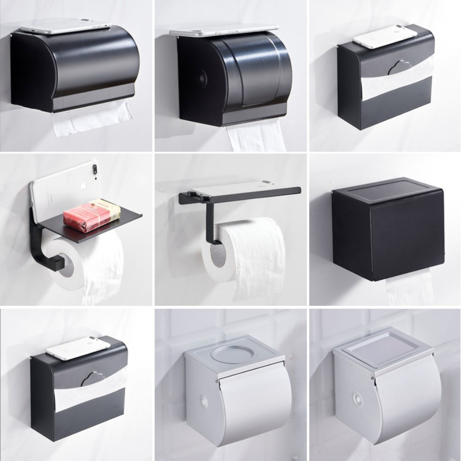 💥malaysia Ready Stock💥bathroom Toilet Paper Black Holder Roll Tissue Box Holder Hotel Toilet