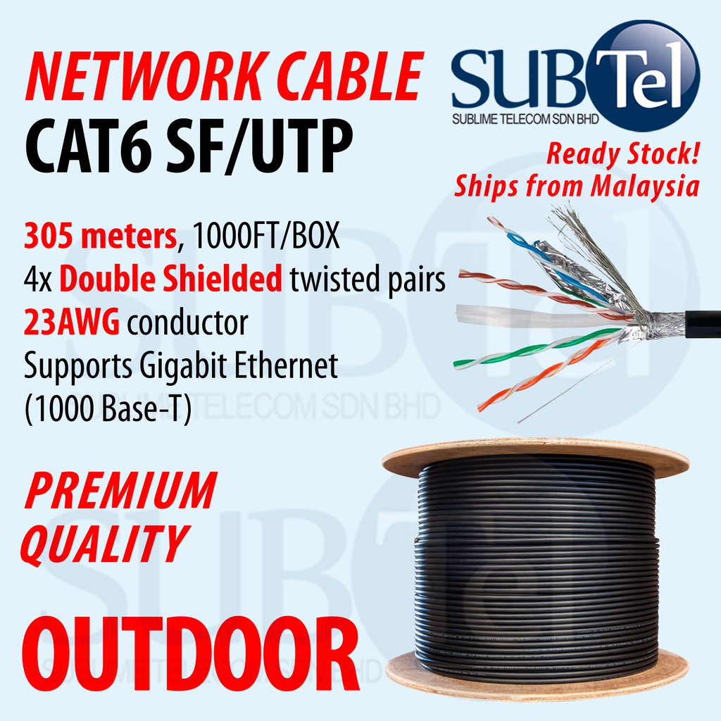 SenTec CAT6 SF UTP Outdoor Double Shielded Network Drum Cable 305m ...