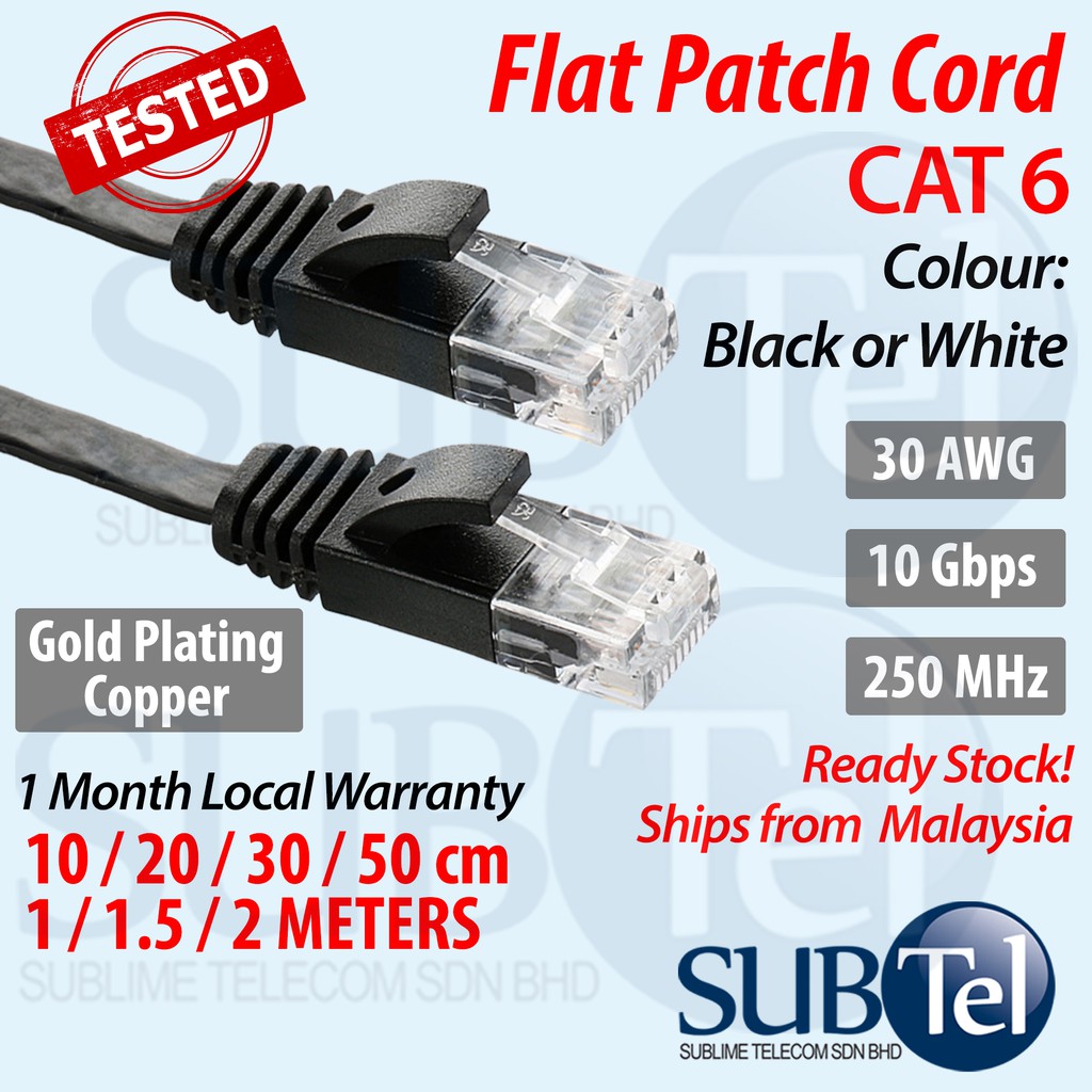 SENTEC CAT6 Network Cable Flat Patch Cord LAN Gigabit Ethernet 10G RJ45 ...