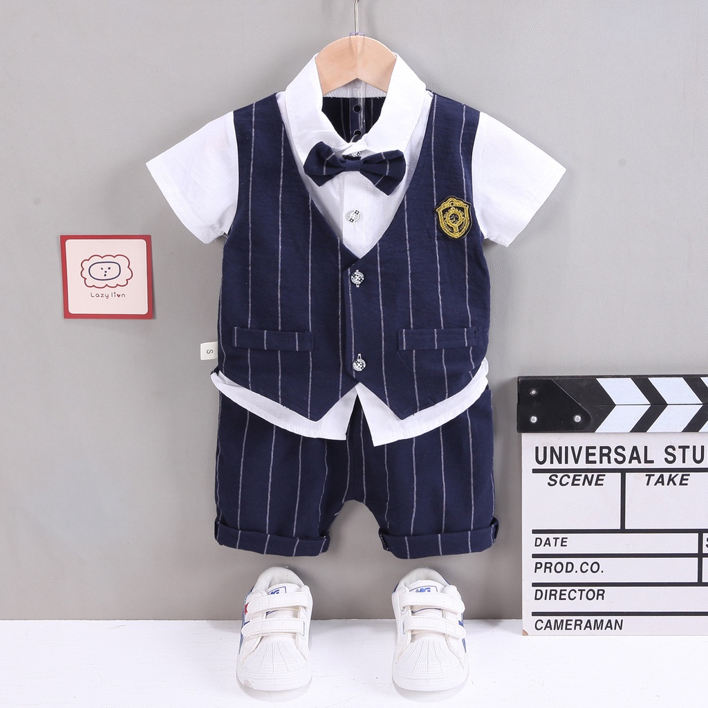 Cash - Baby Boy Clothes Set Gentleman Suit -Toddler Boys Wedding Suit - Stripes main image 0