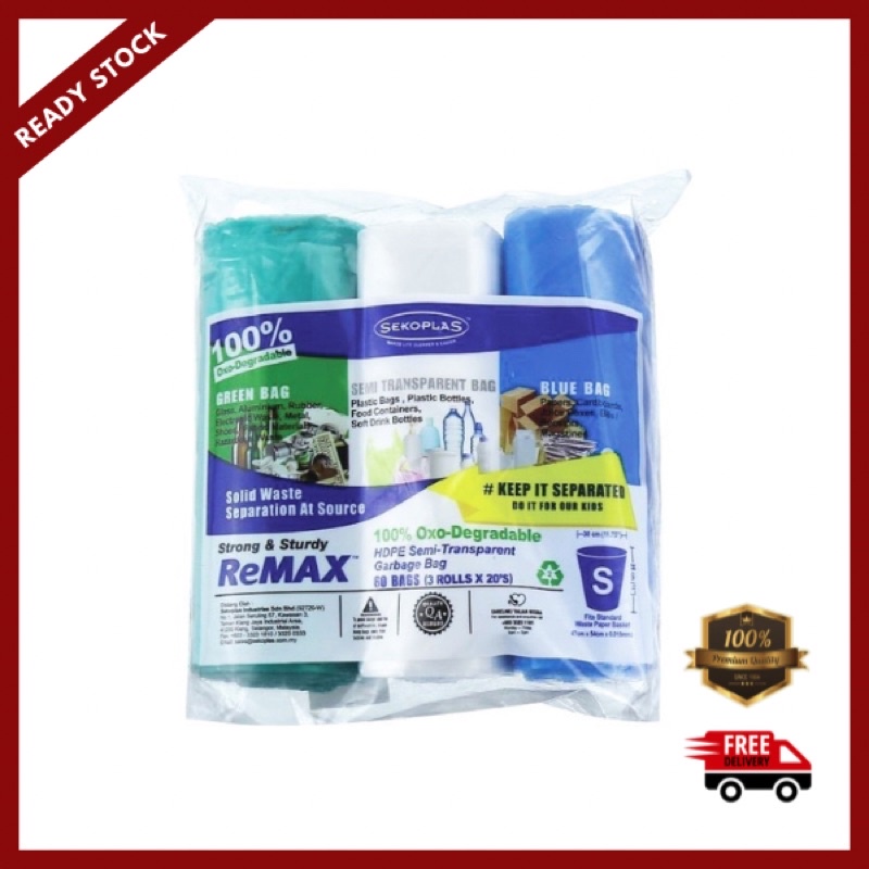 🔥READY STOCK🔥SEKOPLAS Multi-Colour ReMAX HDPE Semi-Transparent Garbage ...