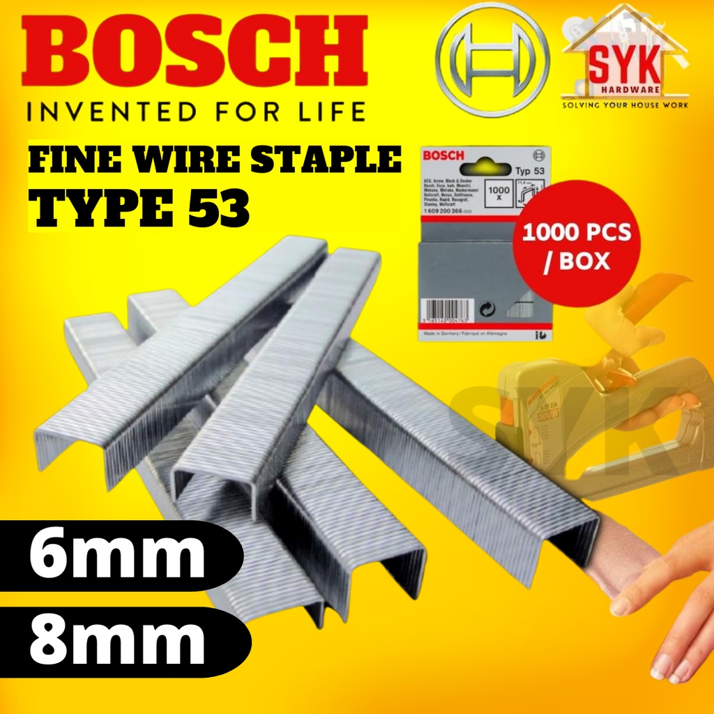 SYK Bosch (1000Pcs) Type53 6mm & 8mm Big Stapler Bullet Heavy Duty Nail Stapler Gun Ubat Stapler