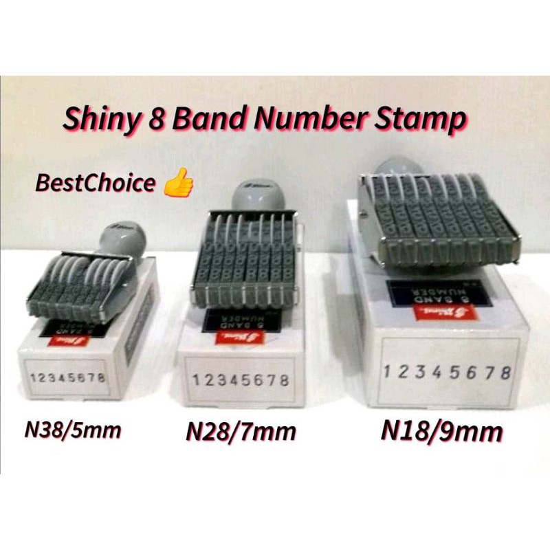 Shiny Number Stamp Size 4 - 8 Bands