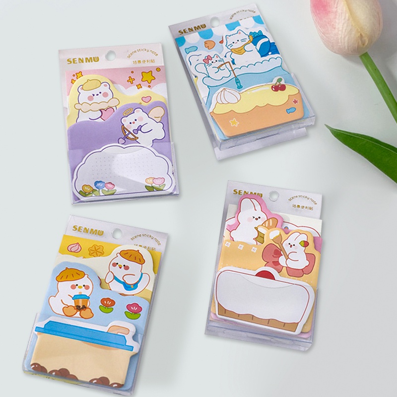 80 Sheets Lovely Cartoon Story Series Sticky Notes Student Tearable ...