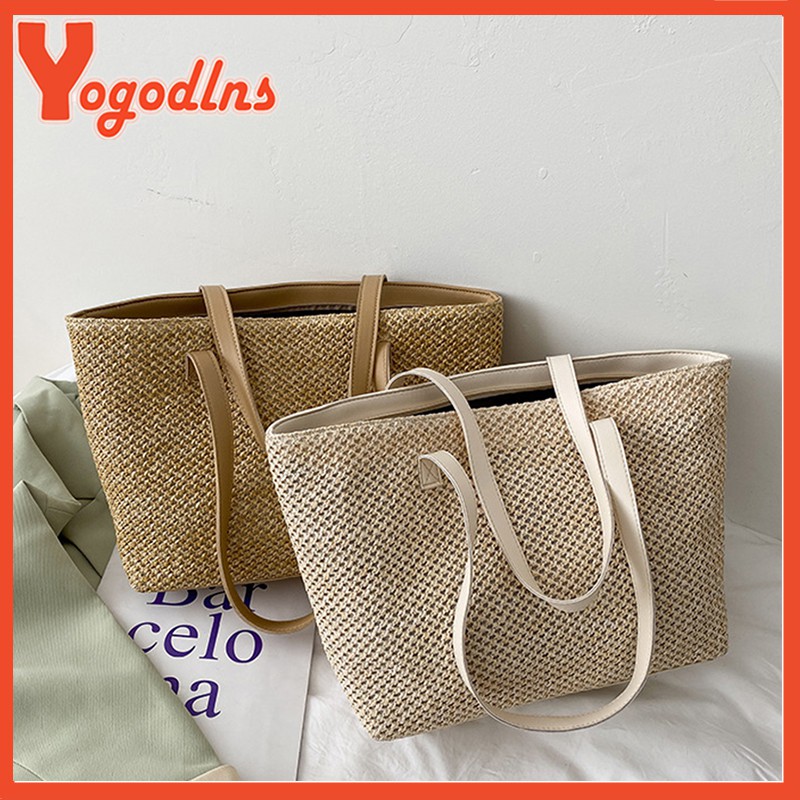 Casual Straw Large Capacity Tote For Women Wicker Woven Shoulder Bags ...