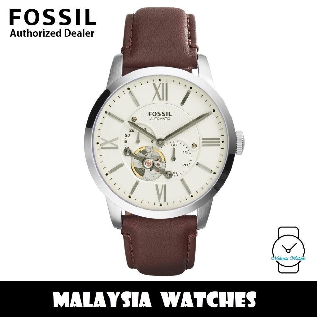 (OFFICIAL WARRANTY) Fossil ME3064 Townsman Automatic Cream Dial Brown ...