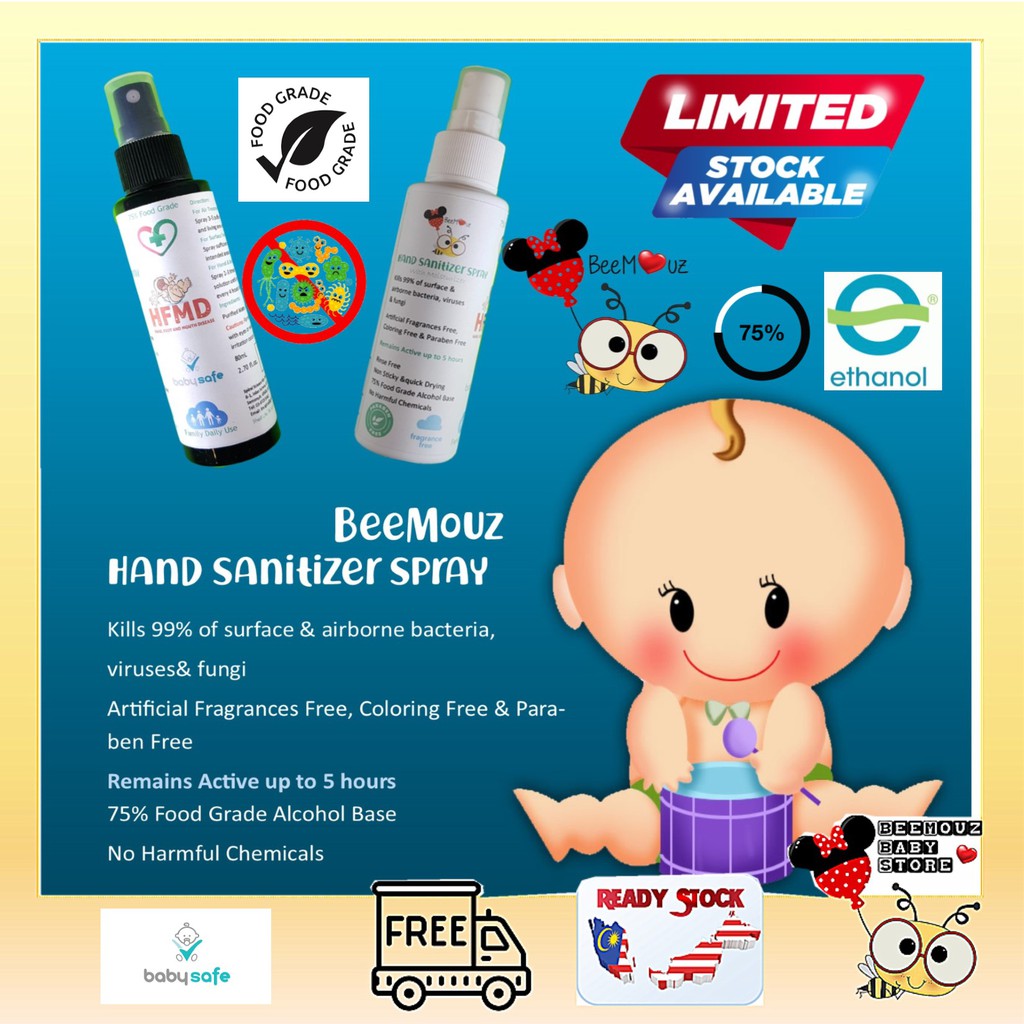 Baby Hand Sanitizer Spray AntiHFMD Family Daily Use (100ml) Shopee