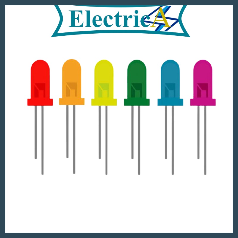 (1pcs) 5mm Through Hole LED (Light Emitting Diode) (White Blue Yellow Red Green Orange) [ElectricA]
