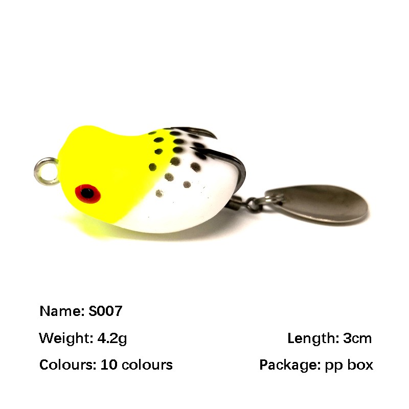 1pc 3cm 4.2g Soft Frog Fishing Lure With Sequins And Box Packaging