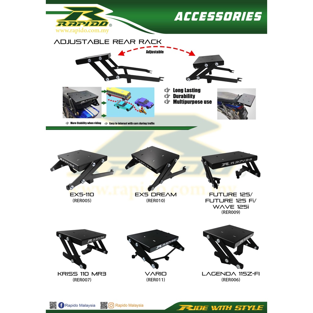 Rear box rack adjuster rapido RSX/y15/lc135/rs150/Ex5dream110fi/srl115 ...