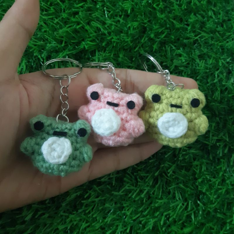 handmade crochet keychain mini frog | Shopee Malaysia