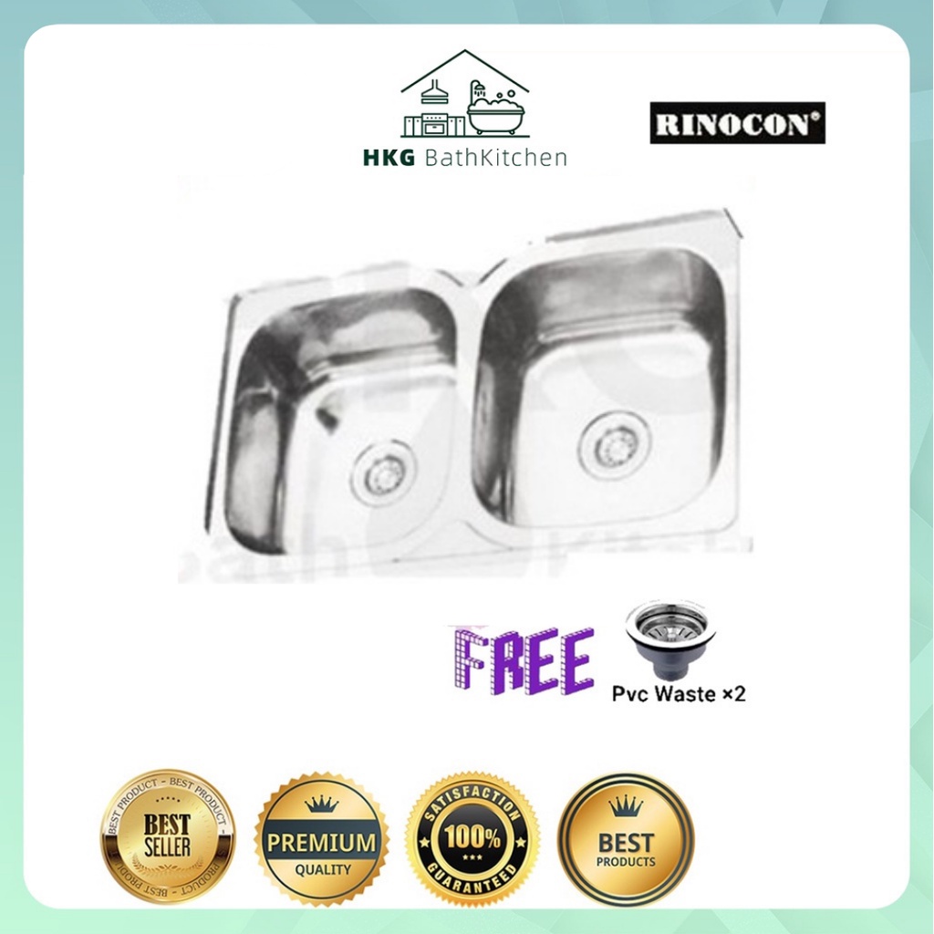 RINOCON Stainless Steel Double Bowl Sink (RPS8050DB) | Shopee Malaysia