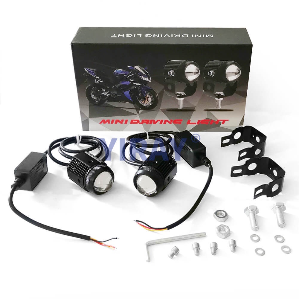 1 Pair LED Spot Light Motorcycle Accessories Headlight Yellow White Hi