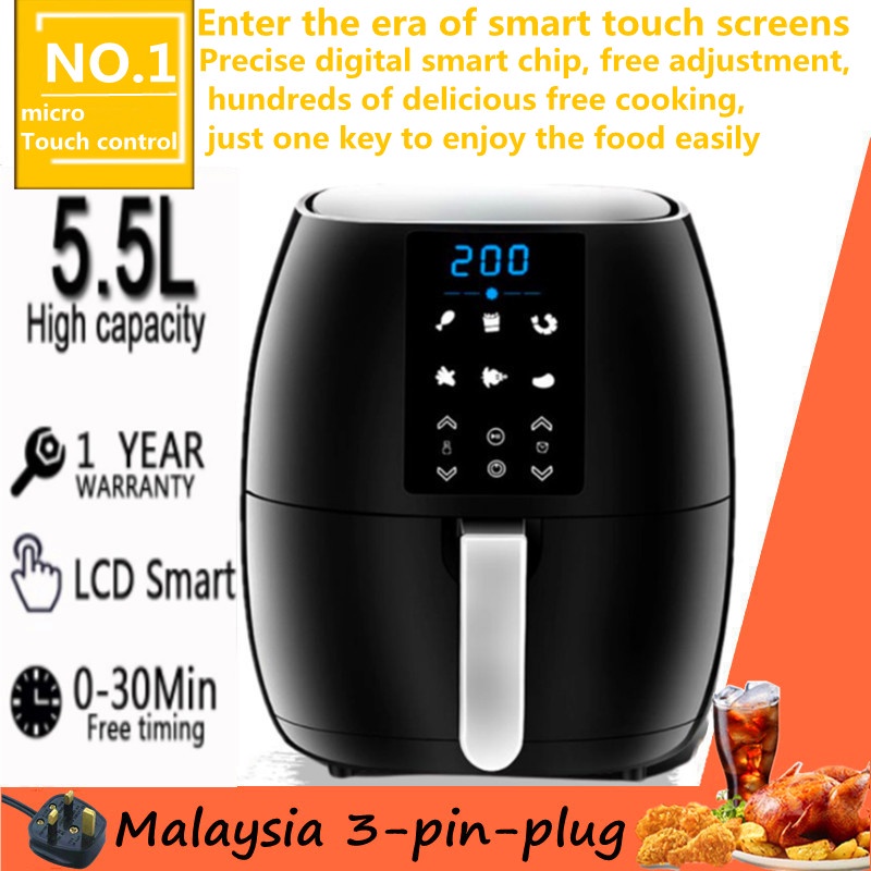 Mkmaoke Digital touch Air Fryer 5.5L (1500W) Extra Large Oil Free Non ...