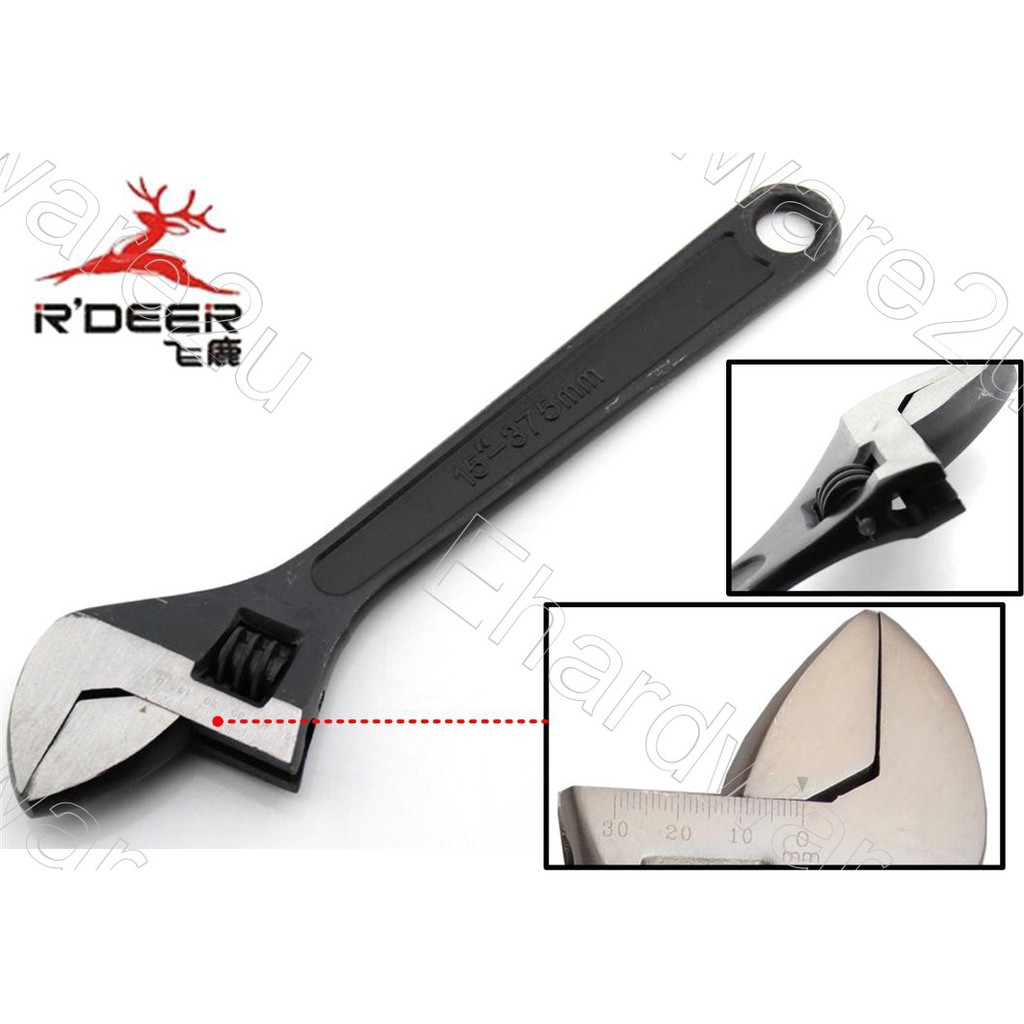 R'Deer Drop Forged Black Finished Adjustable Wrench Switch Spanner (RT ...