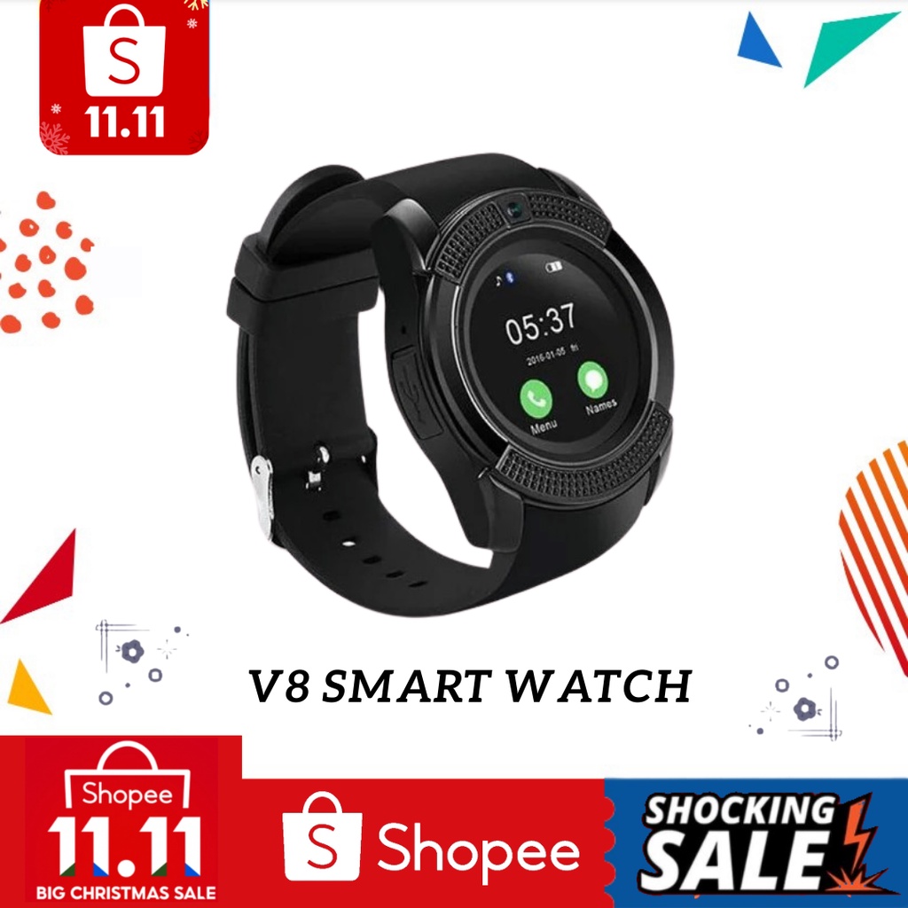 READY IN KL V8 SMART WATCH BLUETOOTH SMART WATCH WATERPROOF TOUCH SCREEN CAMERA SD CARD SIM CARD SLOT SMART WATCH Shopee Malaysia