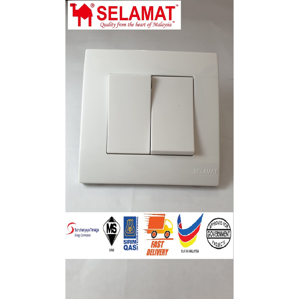 💥SELAMAT MQ 2GANG 1WAY SWITCH/2GANG/SUIS LAMPU/ON OFF SWITCH/MQ 8102-1W ...