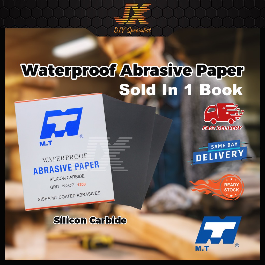 [Sold In 1 Book] MT Waterproof Abrasive Sandpaper Sand Paper Kertas ...
