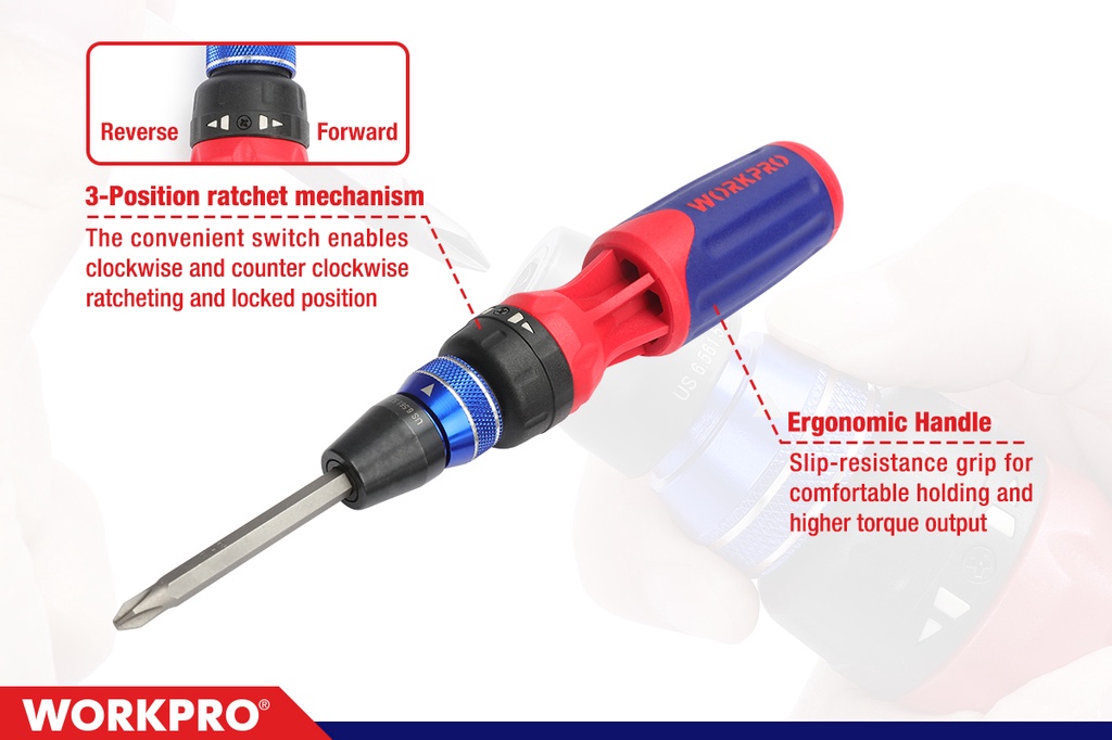 WORKPRO Ratcheting Screwdriver set 12 in 1 Screwdriver bit set with