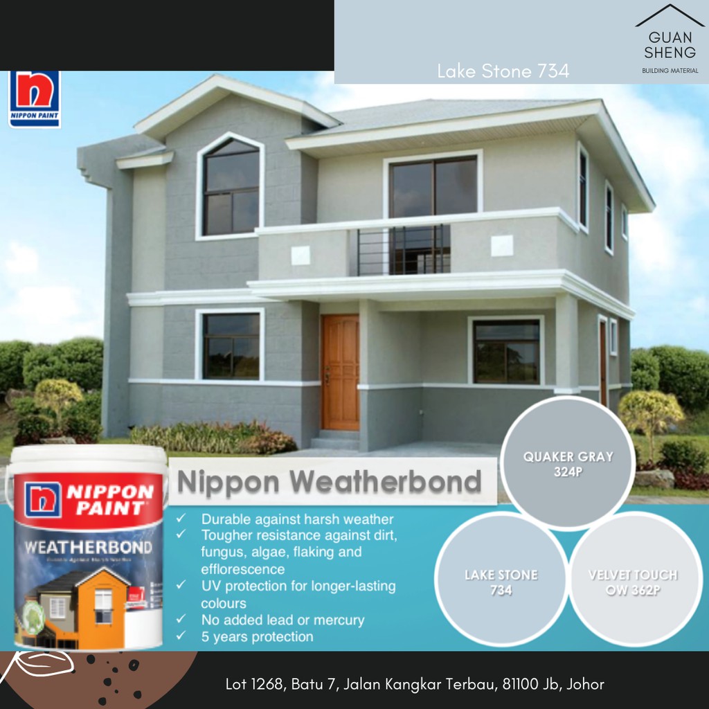 Nippon Paint Weatherbond (GREY Series) Exterior Wall Paint 1L Shopee
