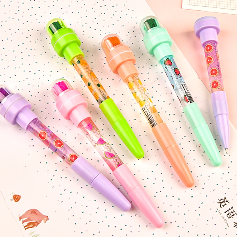 5 IN 1 Cute Seal Ballpoint Pen Children Toys Multifunction Bubble