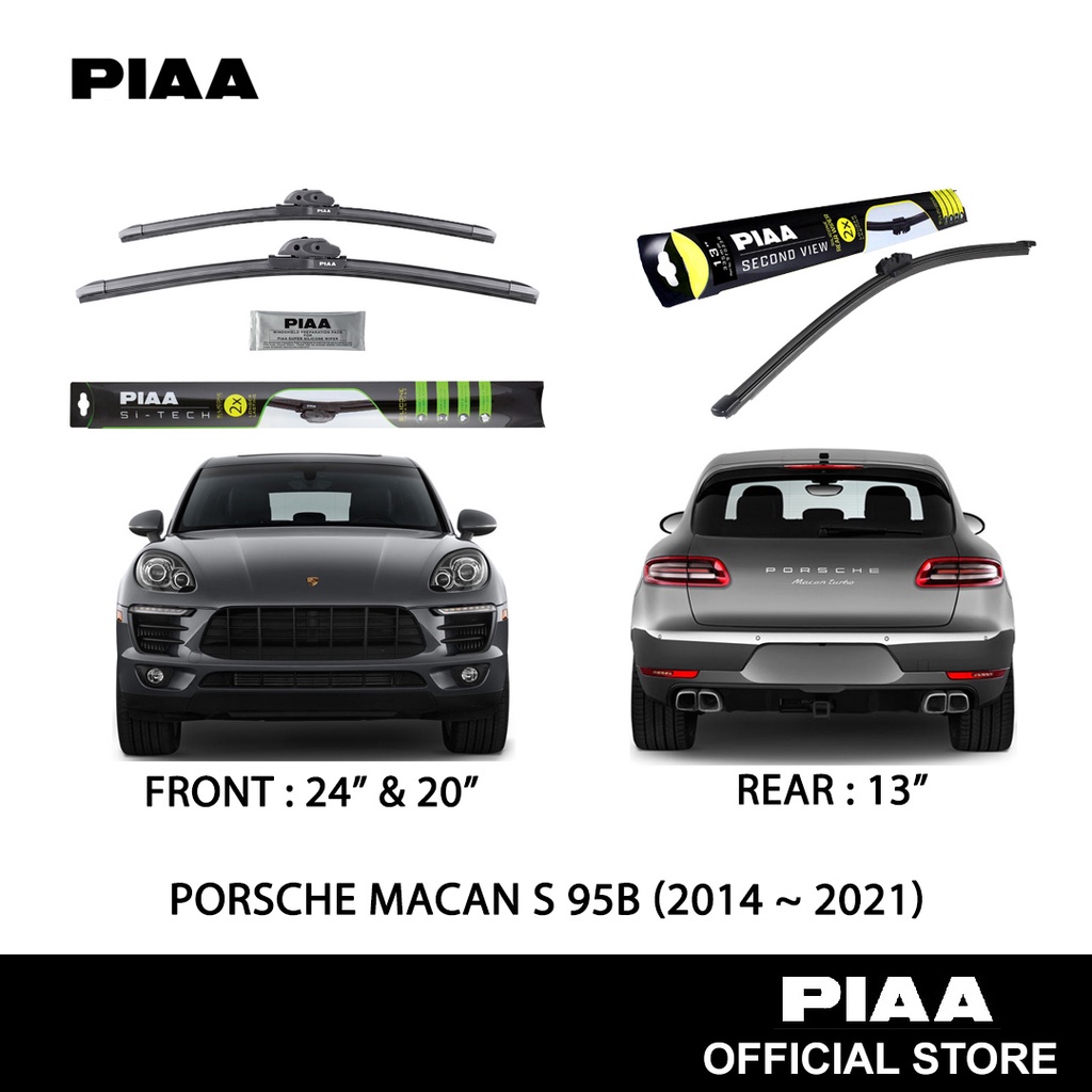 PIAA Front & Rear Wiper Set For Porsche Macan S 95B (24