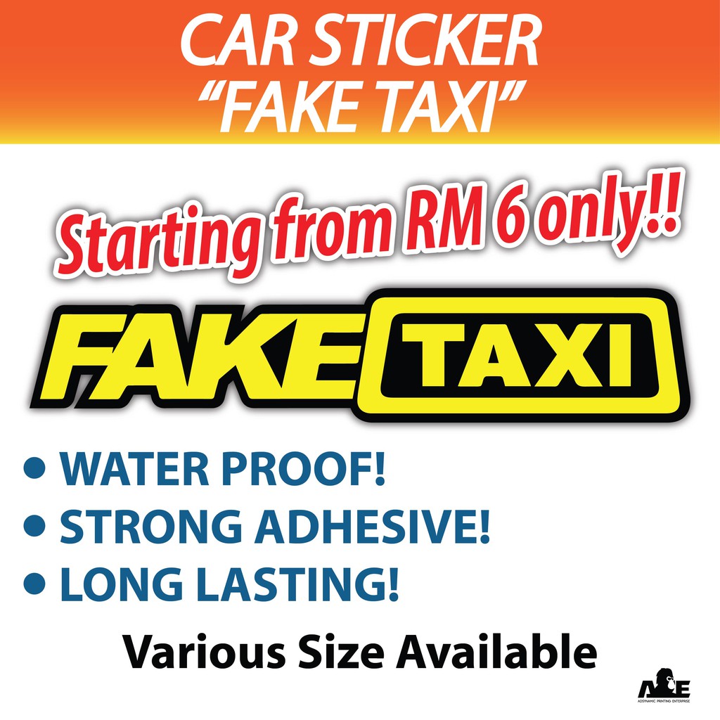 FAKE TAXI Car Sticker | Pelekat Kereta | Tahan Kuat | Kalis Air | Quality |  Shopee Malaysia