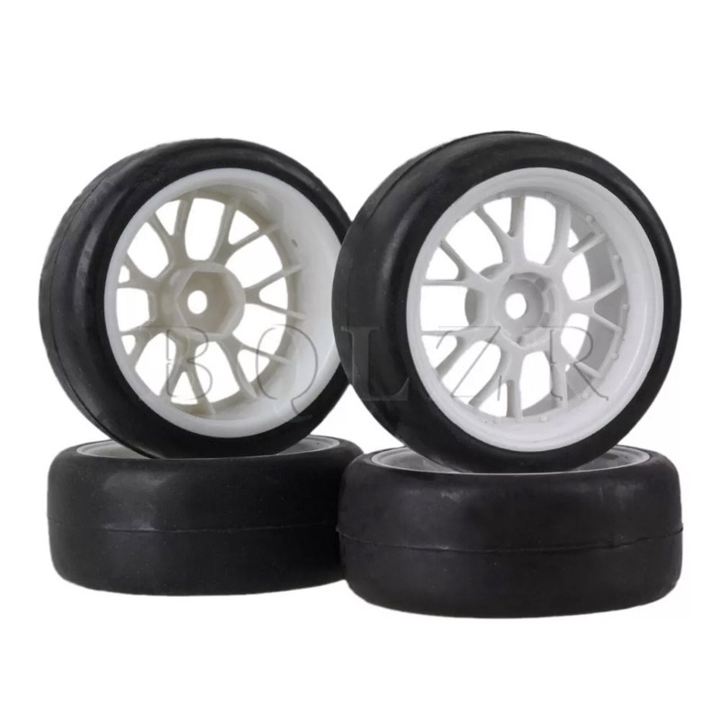 BQLZR 4x RC 1:10 On-Road Car Smooth Rubber Tires & White Y-shape ...