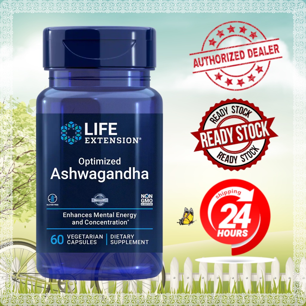 [Life Extension] Optimized Ashwagandha, 60 vegetarian capsules Shopee