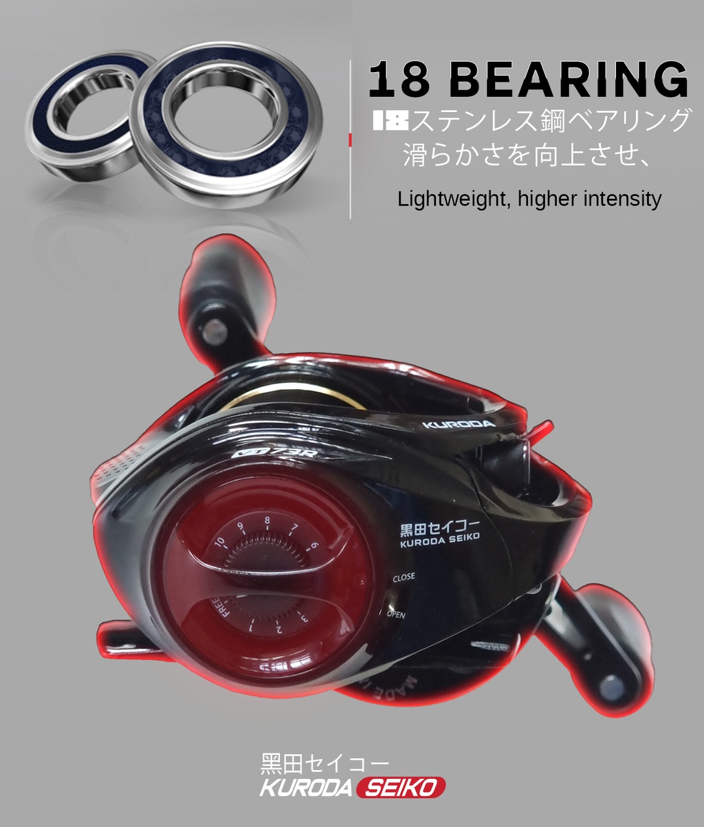 Baitcasting Fishing Reels MAX 10KG KURODA SPEED GEAR 10X SEIKO