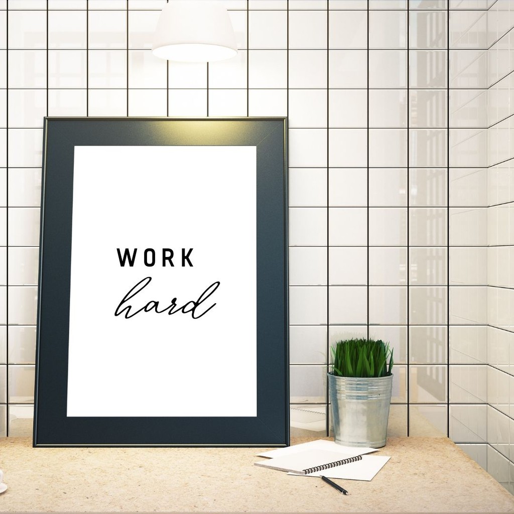 Work Hard, Office Wall Art, Home Office Decor, Work from Home Art