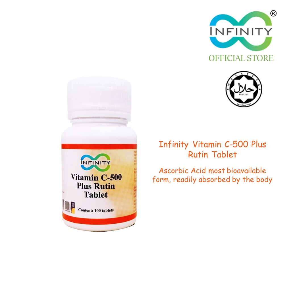 Infinity Vitamin C-500 Plus Rutin (100 tablets)[Halal, Ascorbic Acid ...