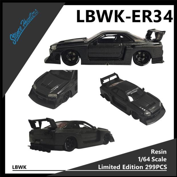 Stance Hunters 1/64 NISSAN SKYLINE GT-R R34 LBWK full carbon Black ...