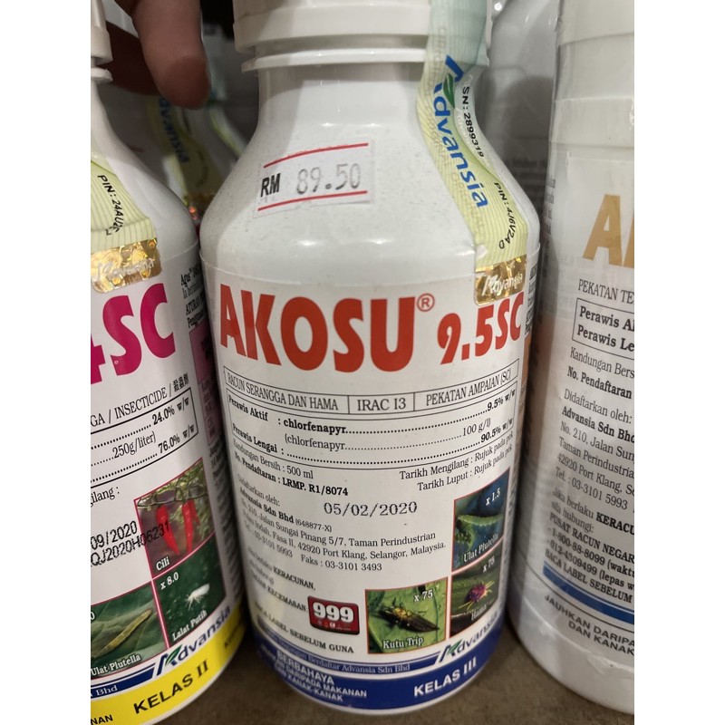 Advansia Akosu 9.5 SC [500 ML / Bottle] Racun Serangga Seperti Kutu ...