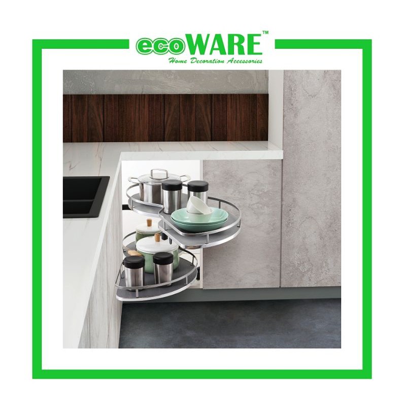 ECOWARE KITCHEN CABINET CORNER PULL OUT BASKET STORAGE RACK SEASONING ...