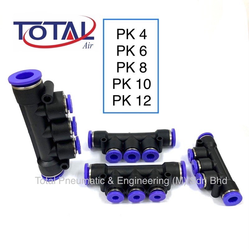 PK Series 5 Way Union Connector 6MM 8MM 10MM 12MM Pneumatic Push In ...