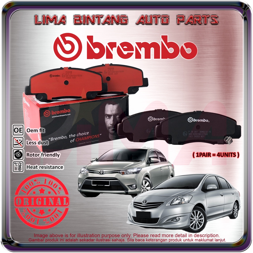 Toyota Vios NCP93 , NCP150 E J G S TRD Spec Front / Rear Brake Pads