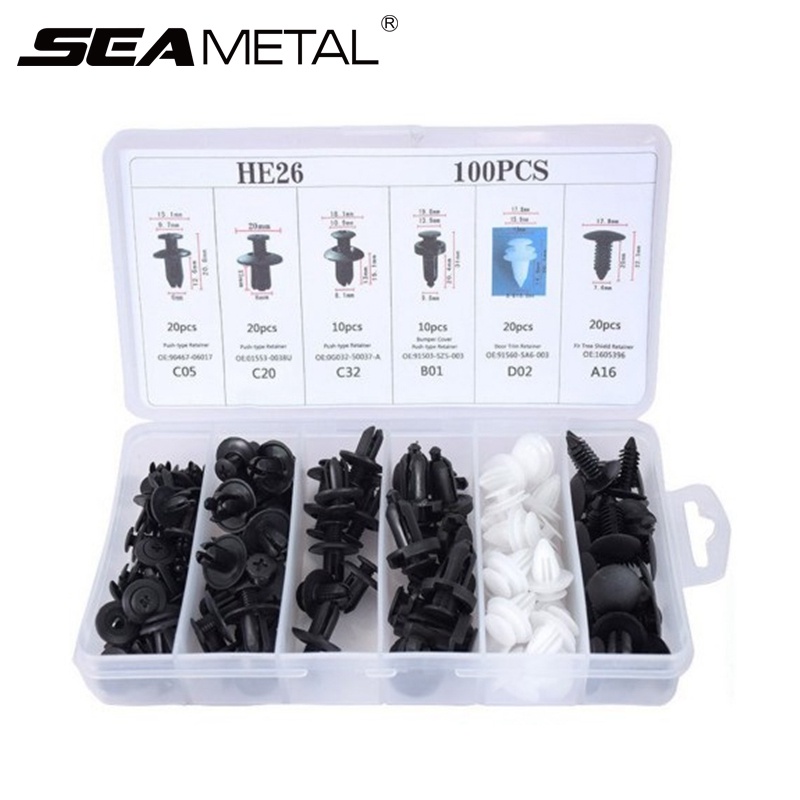 100PCS Car Bumper Clip Fastener Clips Universal Door Panel Rivet Car ...