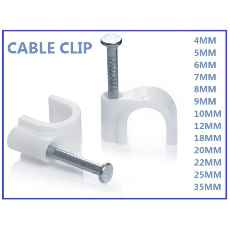 CABLE CLIP SIZE 4MM, 5MM, 6MM, 7MM, 8MM, 20MM 22MM, 25MM, 35MM(BLACK