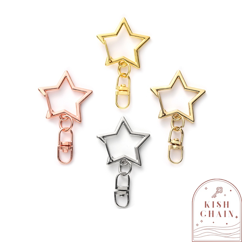 Keychain Lobster Clasp DIY Keyring Star Moon Love Sakura S Shape Rose Gold KC Gold Gold Silver Shopee Malaysia