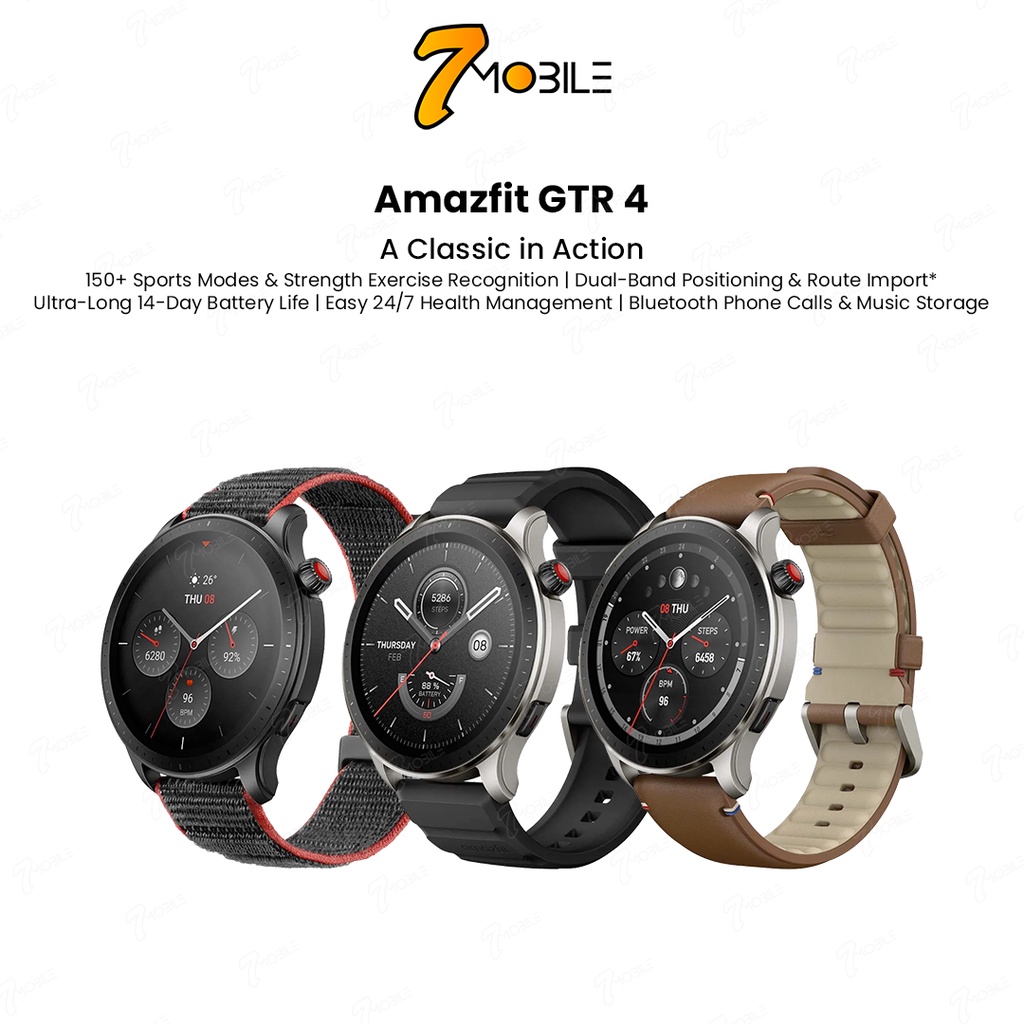 Mobile2Go. Amazfit GTR 4 [150+ Sports Modes & Strength Exercise Recognition, Dual-band Positioning & Route Import*Ultra-long 14-day Battery Life, Easy 24/7 Health Management