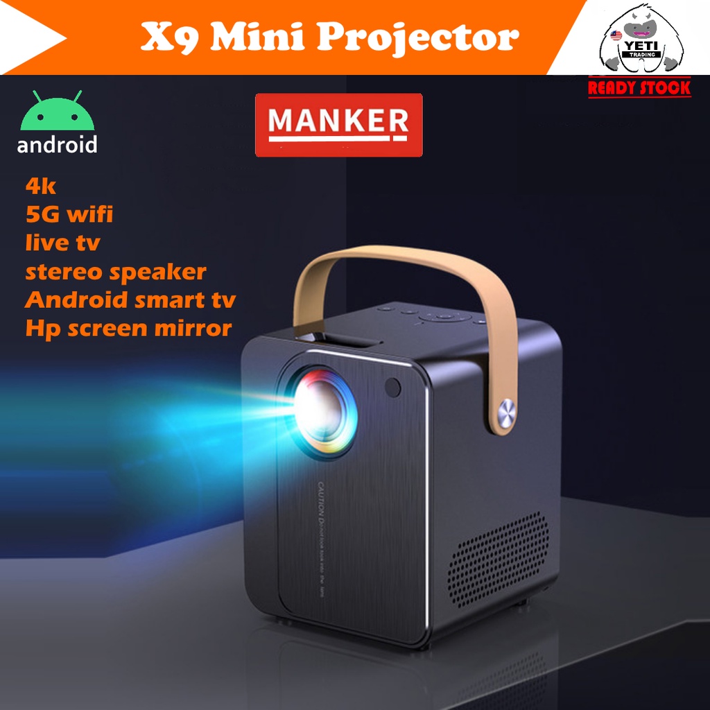 Maker X9 Android Smart Projector Mini 5000 Lumens HD WiFi LED