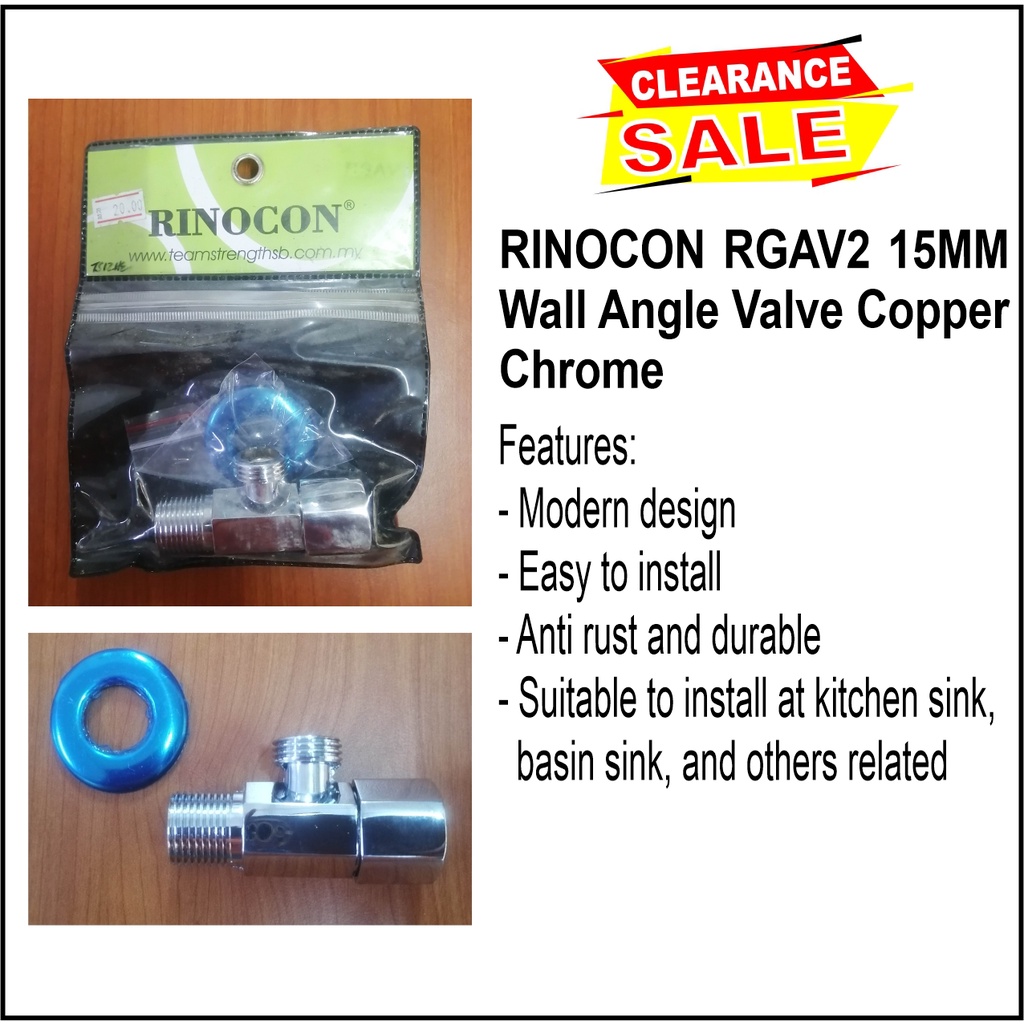 RINOCON RGAV2 15mm Wall Angle Valve Copper Chrome | Shopee Malaysia